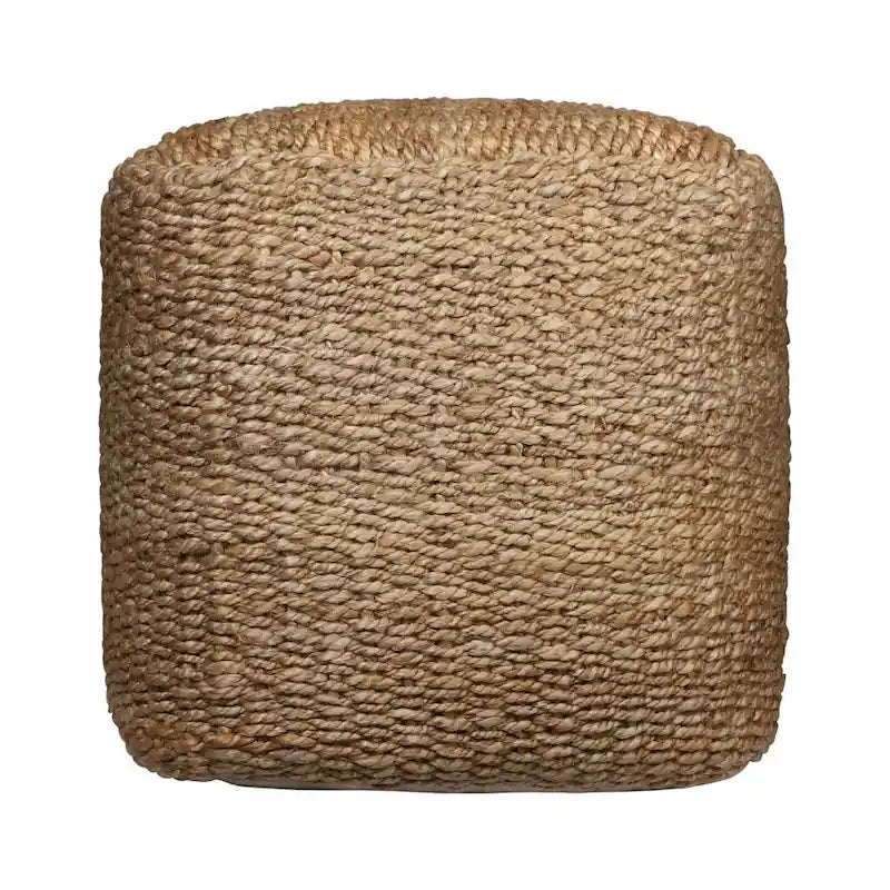 Pouf Cube Ottoman Tressé en Jute Naturelle de 45 cm