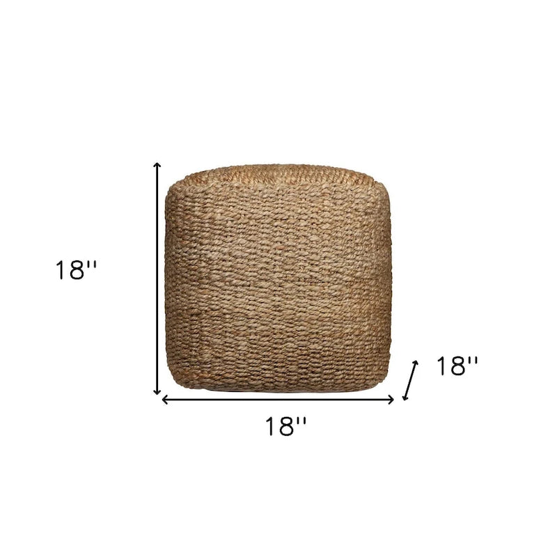 Pouf Cube Ottoman Tressé en Jute Naturelle de 45 cm