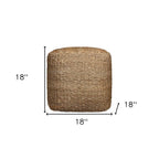 Pouf Cube Ottoman Tressé en Jute Naturelle de 45 cm
