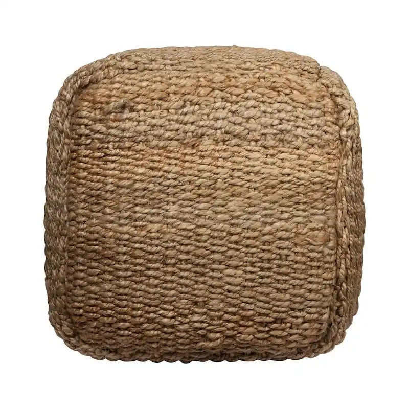 Pouf Cube Ottoman Tressé en Jute Naturelle de 45 cm