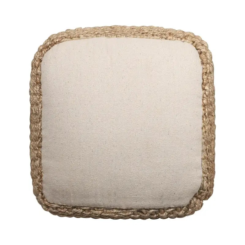 Pouf Cube Ottoman Tressé en Jute Naturelle de 45 cm