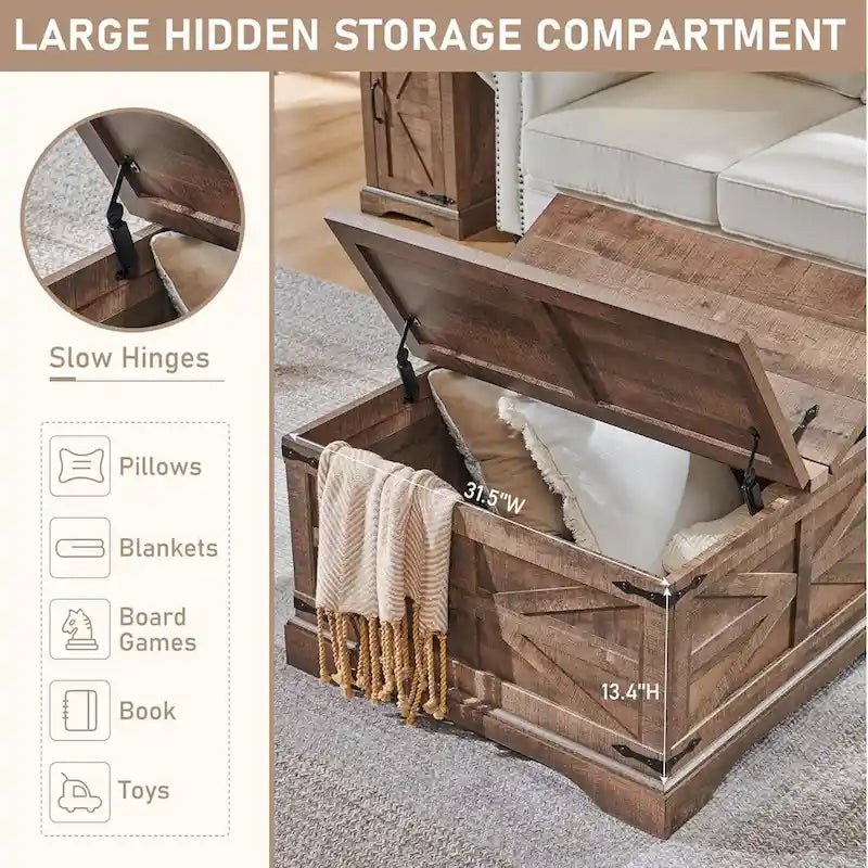 Table basse de ferme, table basse carrée en bois pour salon