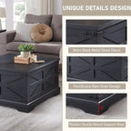 Table basse de ferme, table basse carrée en bois pour salon