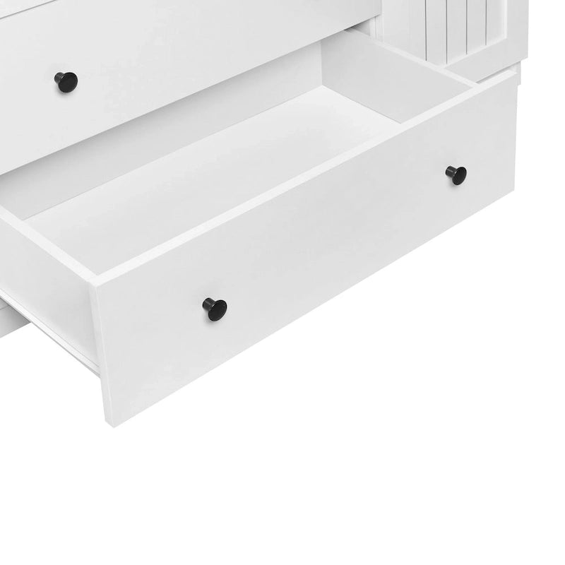 Armoire à 4 portes avec 2 tiroirs, Armoire de rangement autonome pour vêtements avec tringles à suspendre