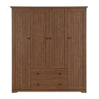 Armoire à 4 portes avec 2 tiroirs, Armoire de rangement autonome pour vêtements avec tringles à suspendre