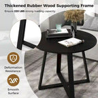 Table de salle à manger ronde noire en bois de 36 po pour 4 personnes avec pied central