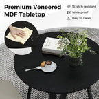 Table de salle à manger ronde noire en bois de 36 po pour 4 personnes avec pied central