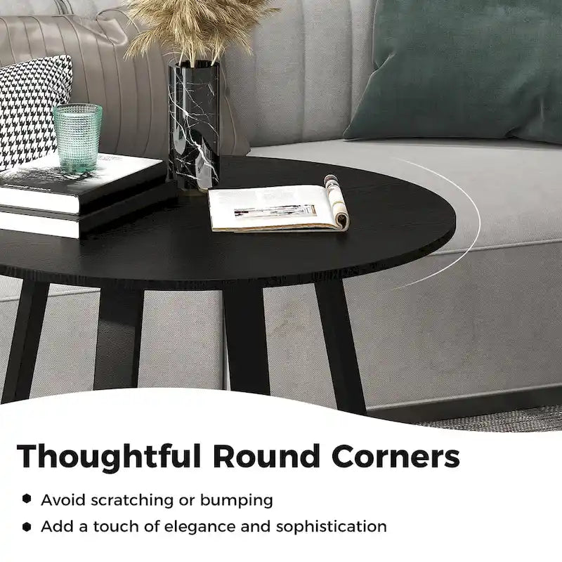 Table de salle à manger ronde noire en bois de 36 po pour 4 personnes avec pied central