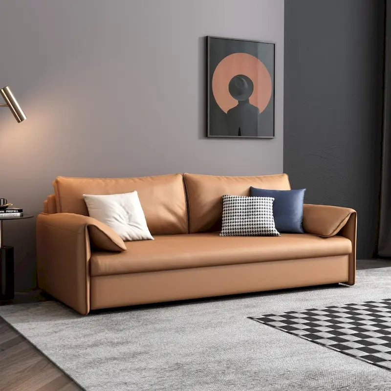 65.4" Vegan Leather Sofa Bed Sleeper Sofa