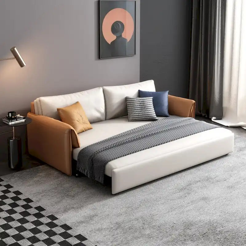 65.4" Vegan Leather Sofa Bed Sleeper Sofa