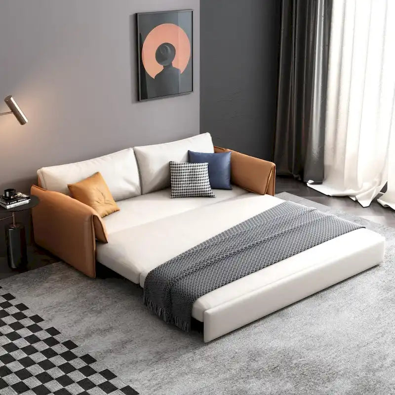 65.4" Vegan Leather Sofa Bed Sleeper Sofa