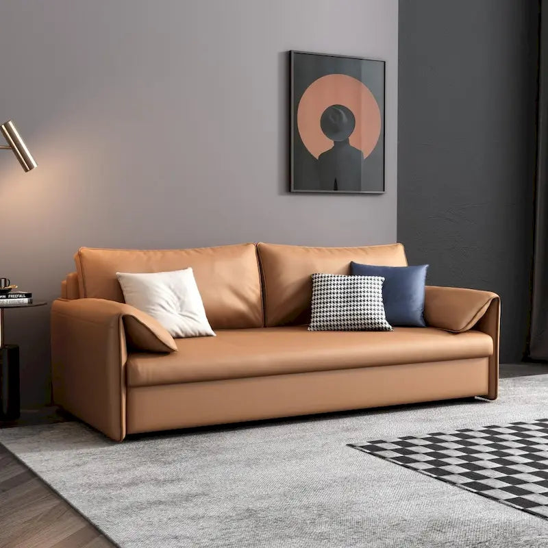 65.4" Vegan Leather Sofa Bed Sleeper Sofa