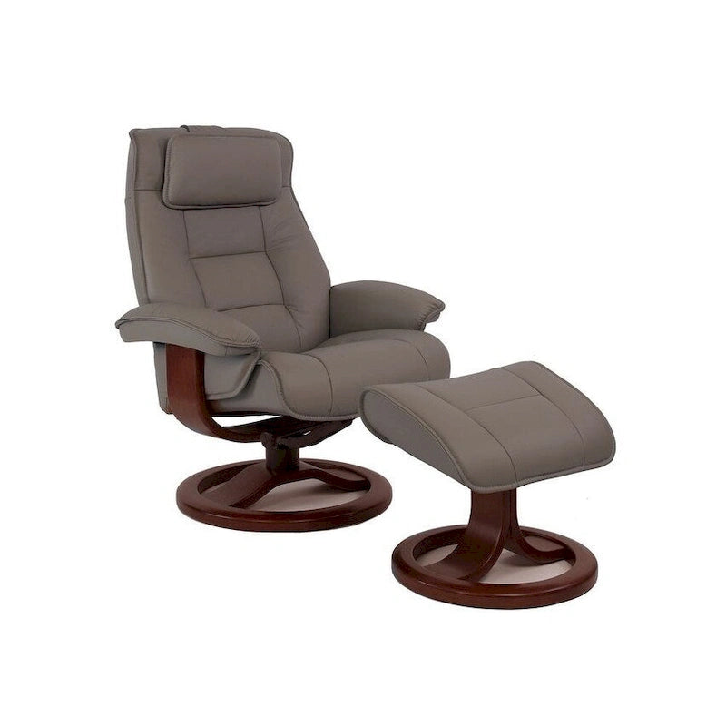 Fauteuil inclinable et repose-pieds en cuir