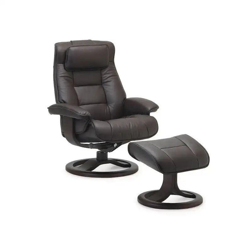 Fauteuil inclinable et repose-pieds en cuir