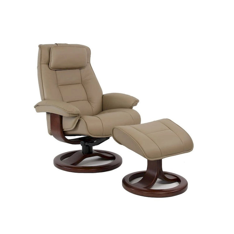 Fauteuil inclinable et repose-pieds en cuir