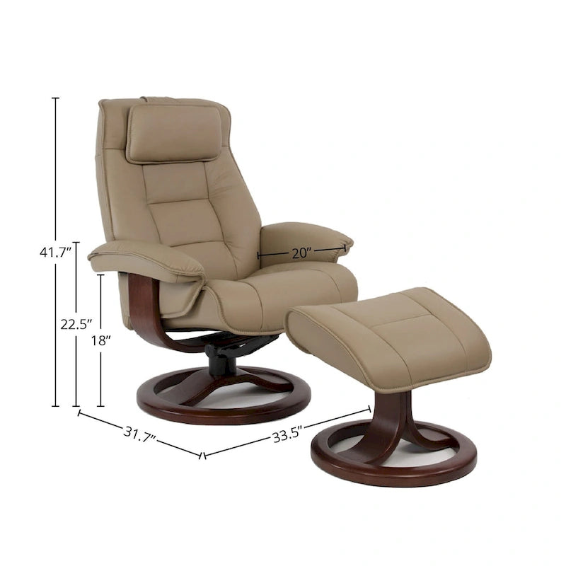 Fauteuil inclinable et repose-pieds en cuir