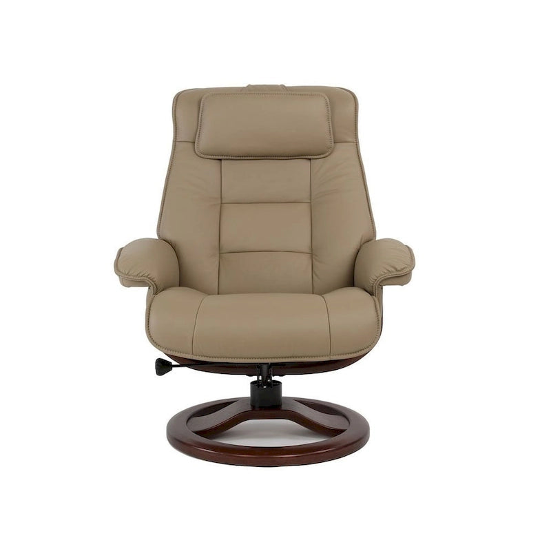Fauteuil inclinable et repose-pieds en cuir