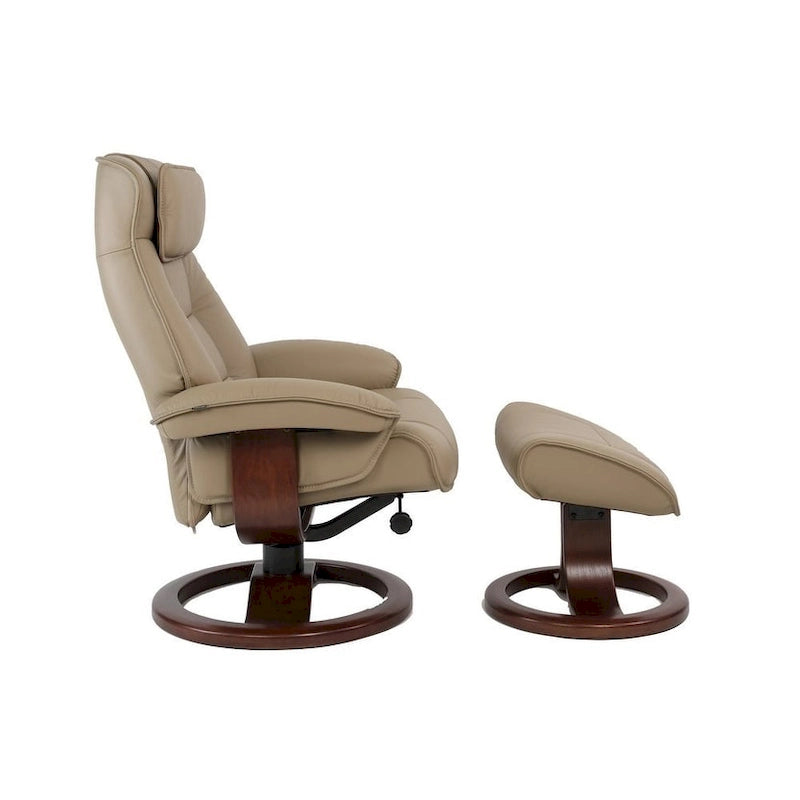 Fauteuil inclinable et repose-pieds en cuir
