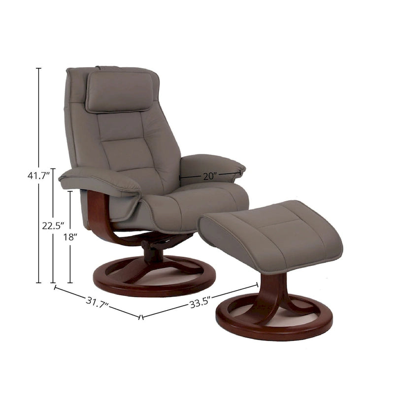 Fauteuil inclinable et repose-pieds en cuir