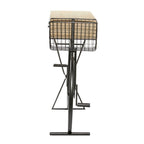 Table console en métal à 3 tiroirs avec plateau en bois marron, noire, 15lx58Lx34H