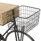 Table console en métal à 3 tiroirs avec plateau en bois marron, noire, 15lx58Lx34H