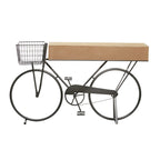 Table console en métal à 3 tiroirs avec plateau en bois marron, noire, 15lx58Lx34H