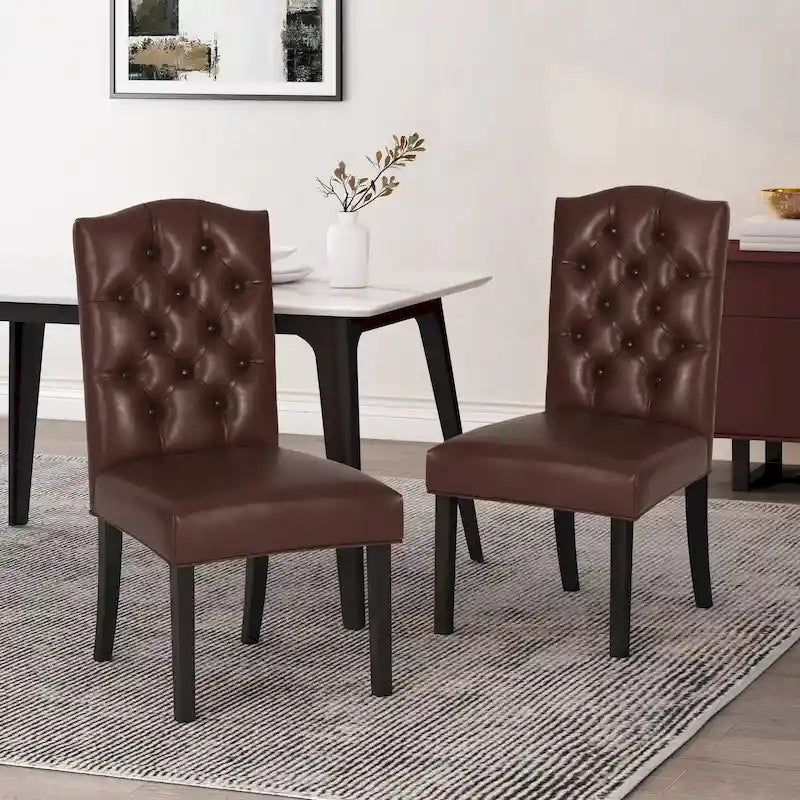 Chaise de salle à manger contemporaine en similicuir capitonné – 21,50 L x 25,75 l x 41,50 H