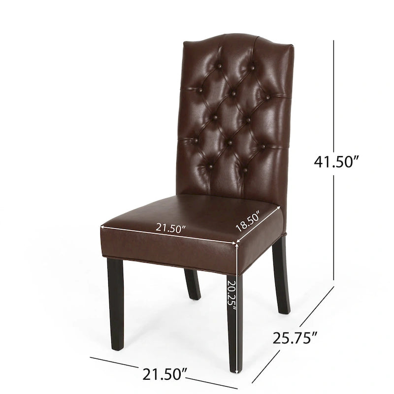 Chaise de salle à manger contemporaine en similicuir capitonné – 21,50 L x 25,75 l x 41,50 H