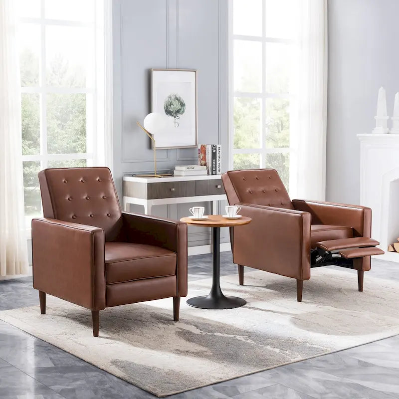 Mervynn Mid-century Button Tufted Recliners (Set of 2) by Christopher Knight Home