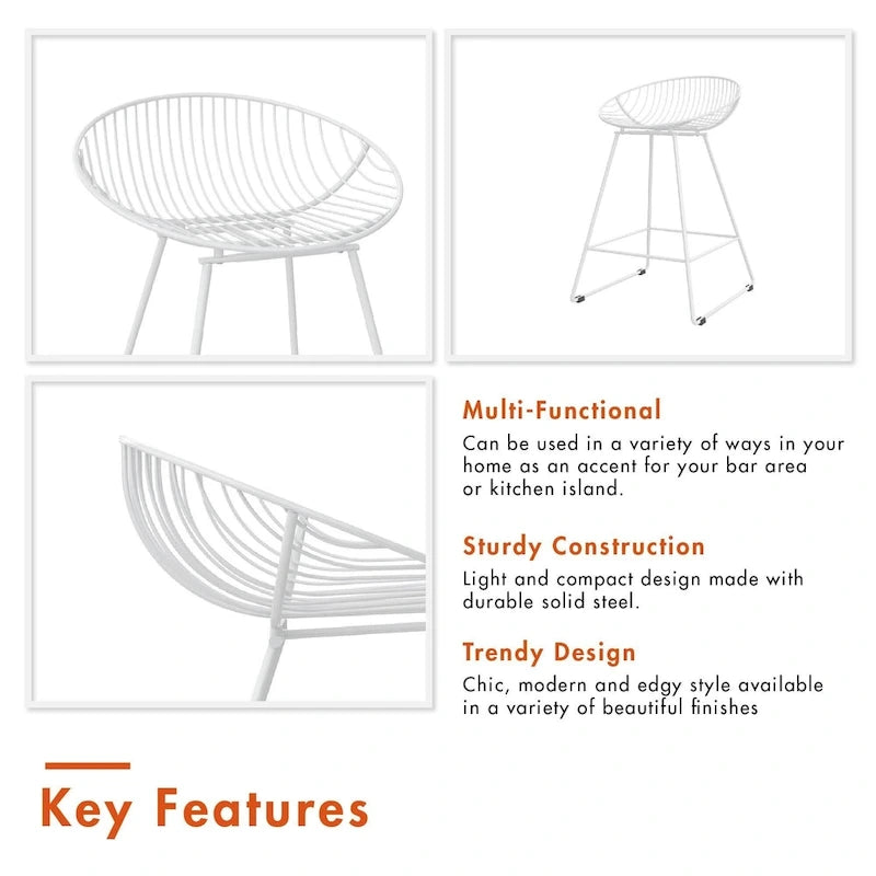 Tabouret de bar en métal, hauteur comptoir, 24 po
