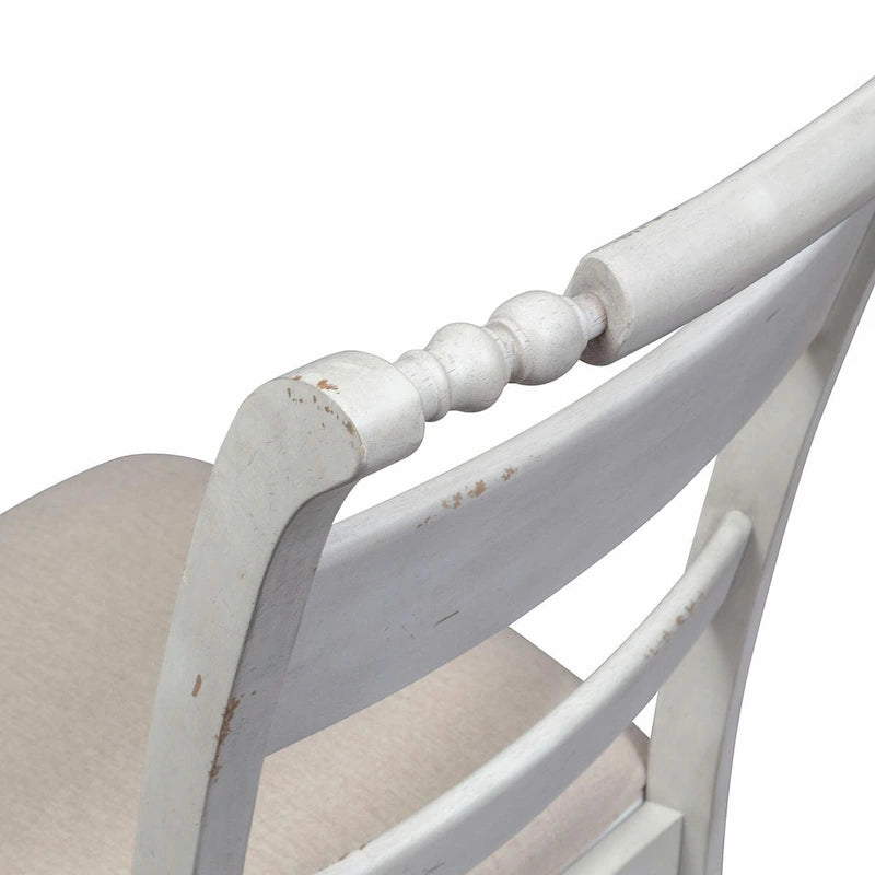 Chaise d'appoint à dossier barreaudé en lin ancien