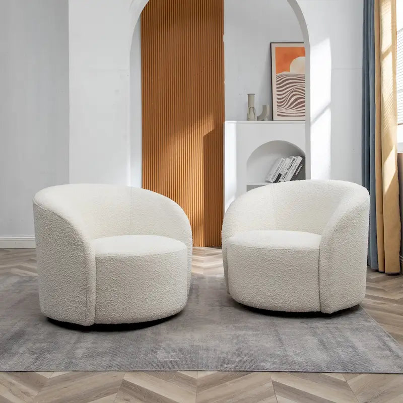 34" Wide Upholstered Swivel Accent Barrel Chair