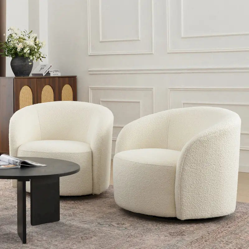 34" Wide Upholstered Swivel Accent Barrel Chair