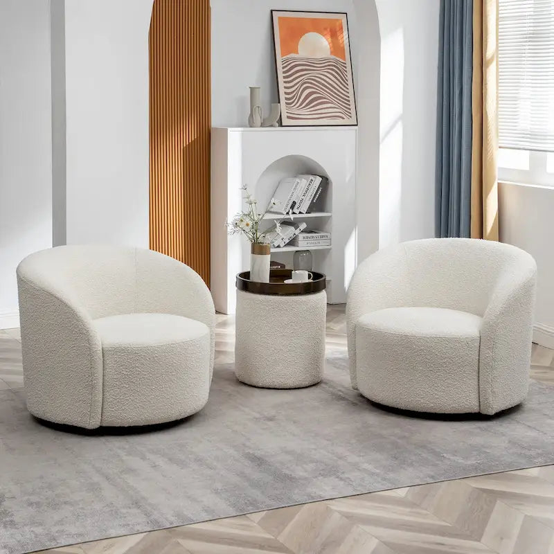 34" Wide Upholstered Swivel Accent Barrel Chair