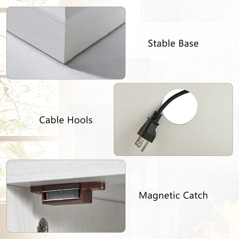 Fireplace TV Stand with All-Sided Glass Electric Fireplace