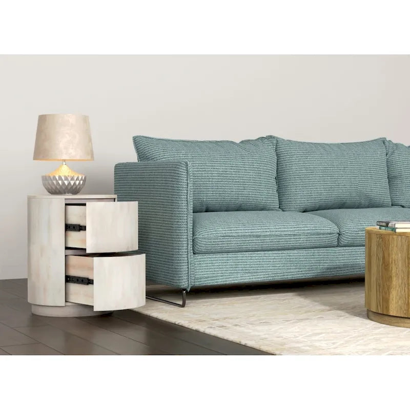 Table de chevet ronde 2 tiroirs de 45,7 cm