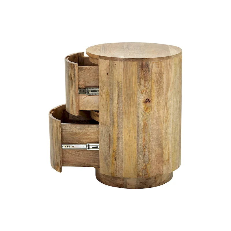 Table de chevet ronde 2 tiroirs de 45,7 cm