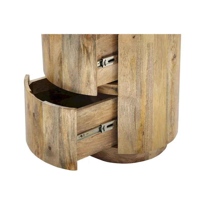 Table de chevet ronde 2 tiroirs de 45,7 cm