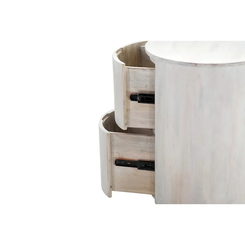 Table de chevet ronde 2 tiroirs de 45,7 cm