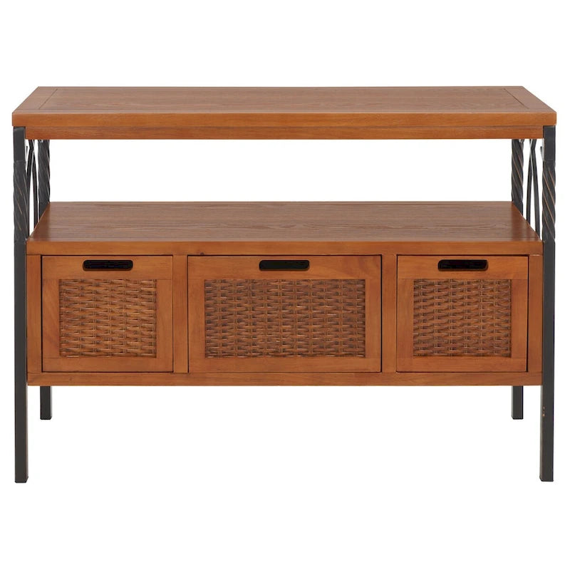 Antique Pewter Dark Walnut Finish Console Table, 36Wx14Dx25H