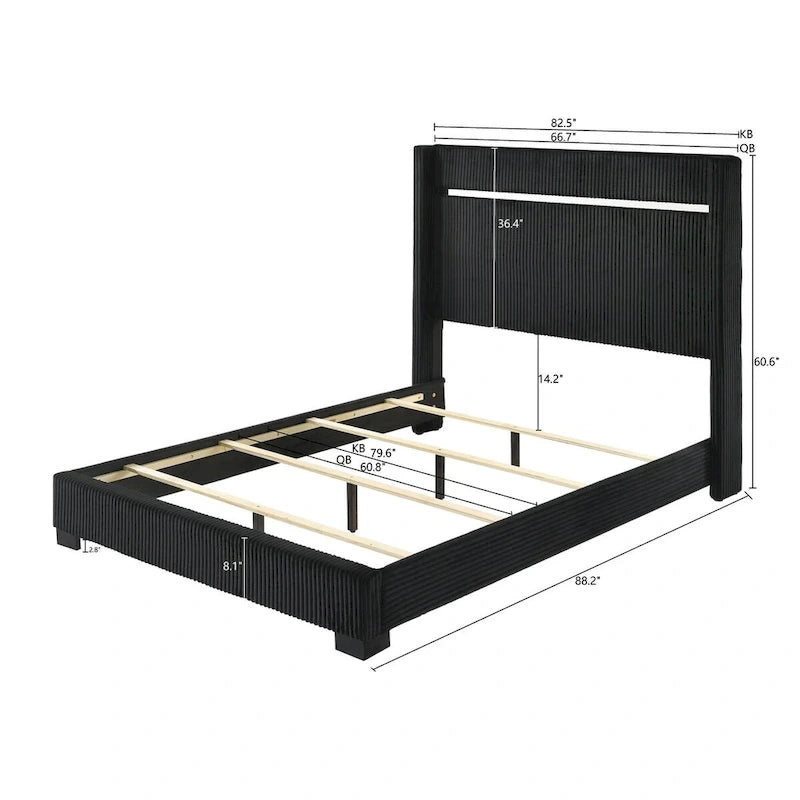 Meubles de chambre à coucher à panneaux rembourrés en velours noir