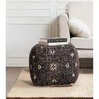 Pouf ottoman repose-pieds carré fait main noir et blanc 20x20x20