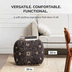 Pouf ottoman repose-pieds carré fait main noir et blanc 20x20x20