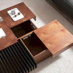 Table Basse Carrée Noyer Style Mid-Century Modern pour Salon