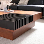 Table Basse Carrée Noyer Style Mid-Century Modern pour Salon