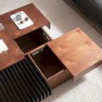 Table Basse Carrée Noyer Style Mid-Century Modern pour Salon