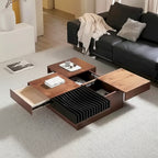 Table Basse Carrée Noyer Style Mid-Century Modern pour Salon