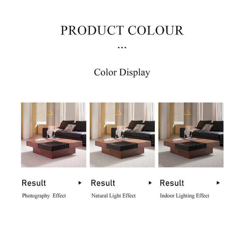 Table Basse Carrée Noyer Style Mid-Century Modern pour Salon