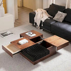 Table Basse Carrée Noyer Style Mid-Century Modern pour Salon