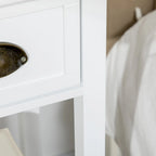 Table d'appoint à 2 niveaux avec tiroir, Table de bout étroite avec étagère inférieure, pour salon ou chambre à coucher, Blanc